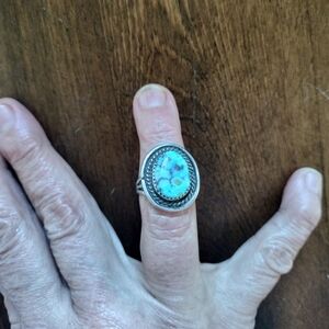 Vintage Old Pawn Sterling Silver Turquoise Ring